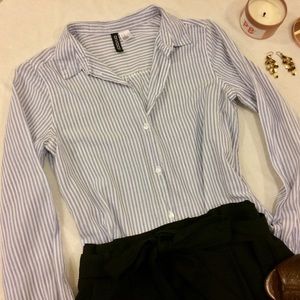 Striped button down long sleeve shirt